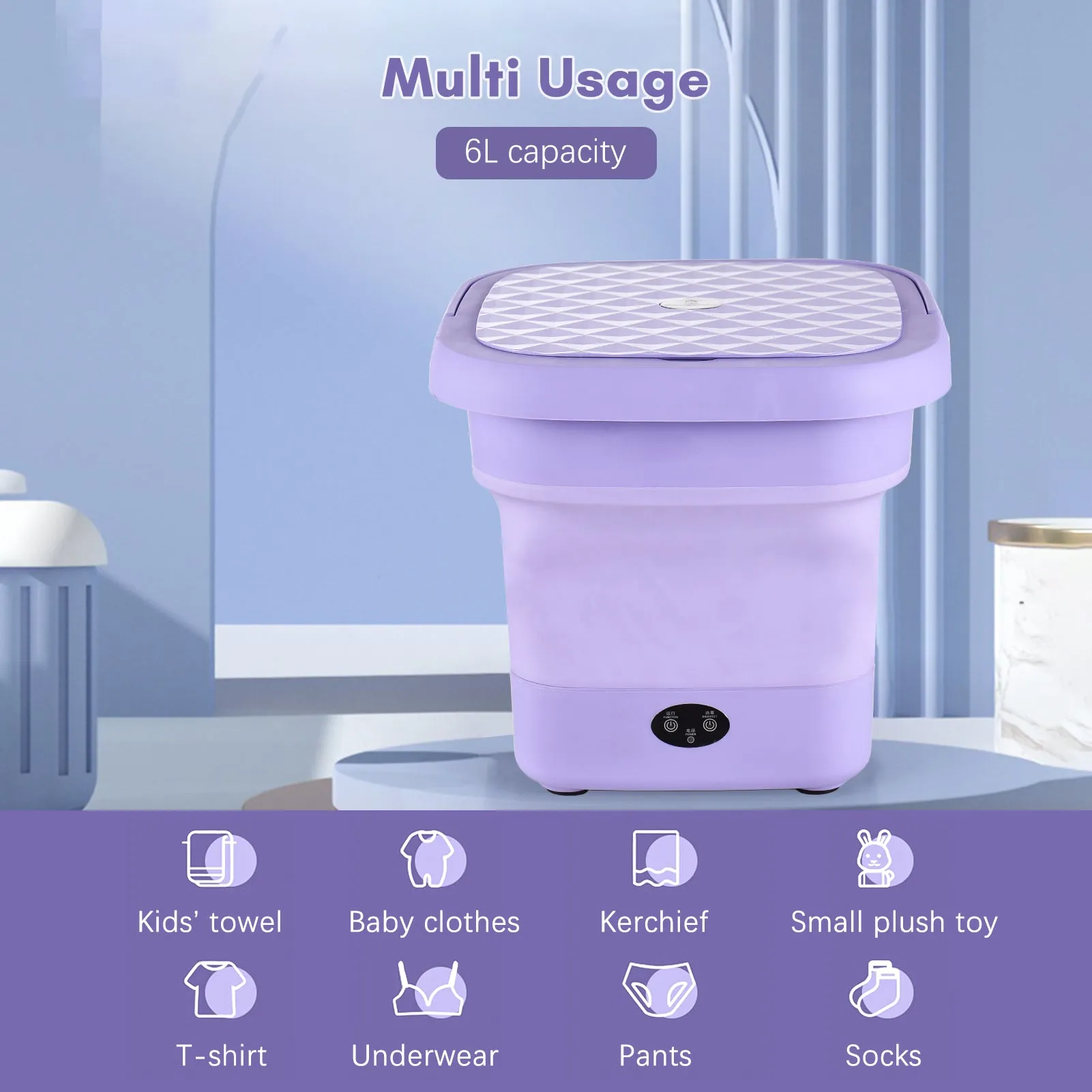 Portable Folding Washing Machine for Clothes Socks Underwear