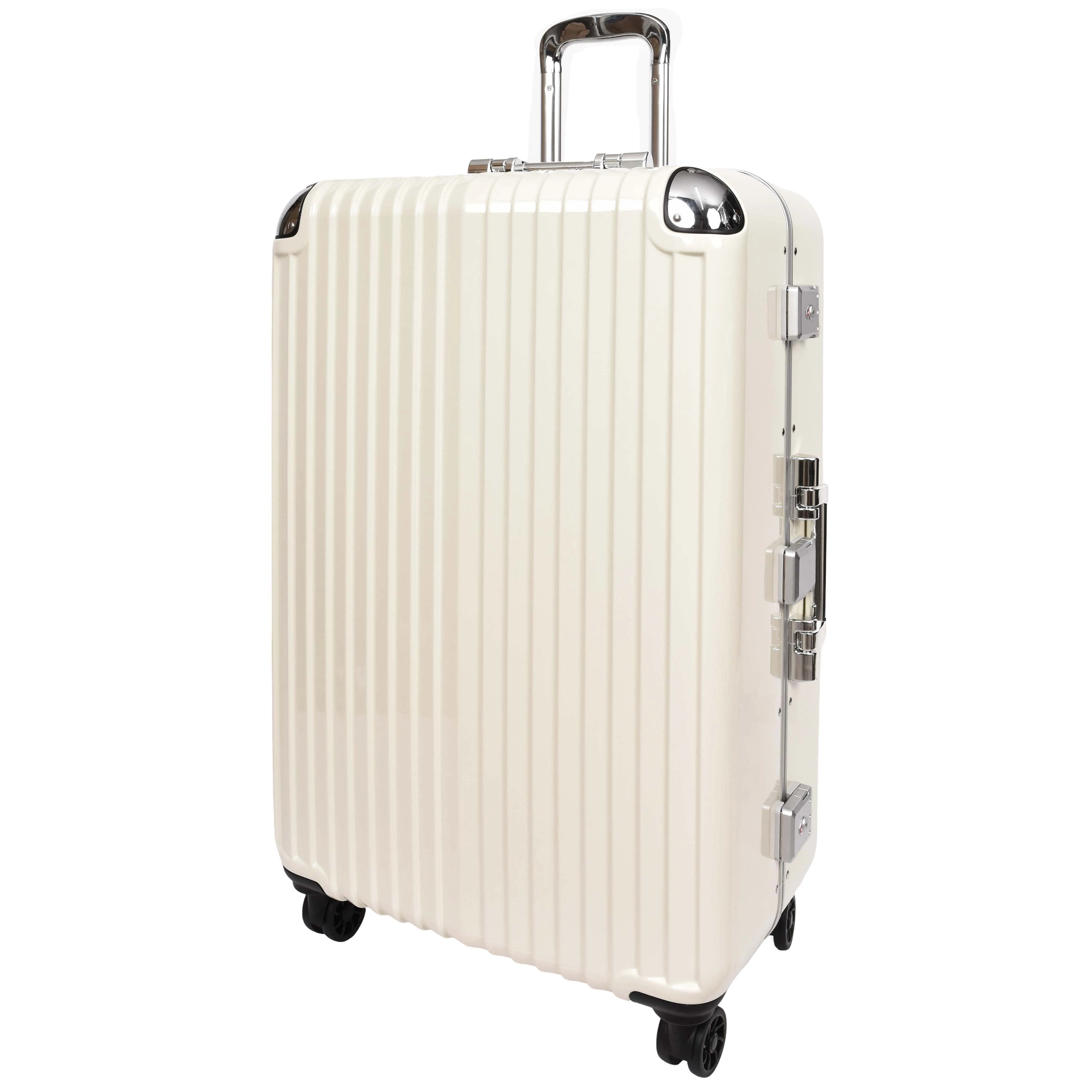 Premium Luggage Metal Frame Hard Side Spinner 8 Wheels TSA Latch PC Shell Suitcases Elite Beige