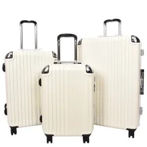 Premium Luggage Metal Frame Hard Side Spinner 8 Wheels TSA Latch PC Shell Suitcases Elite Beige