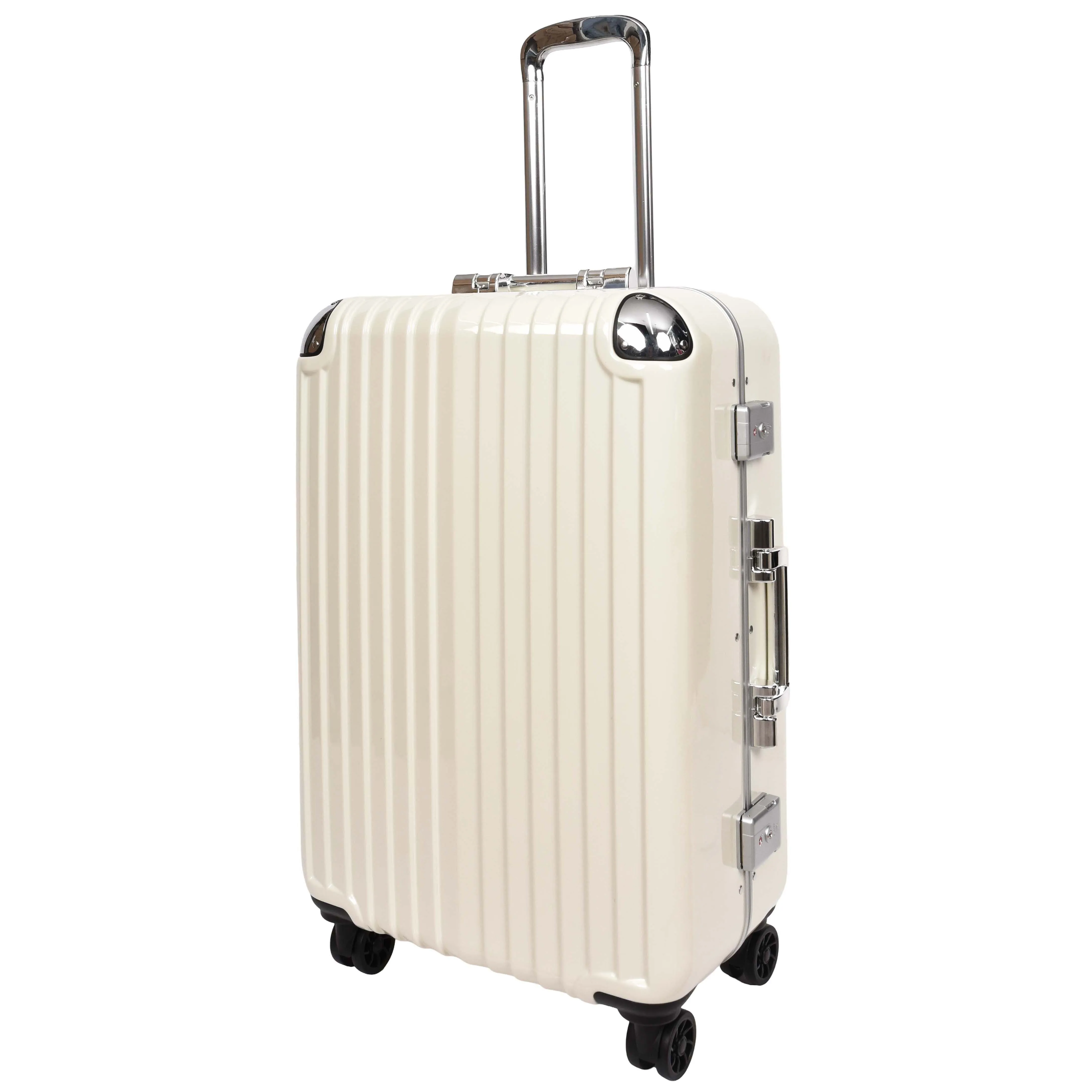 Premium Luggage Metal Frame Hard Side Spinner 8 Wheels TSA Latch PC Shell Suitcases Elite Beige