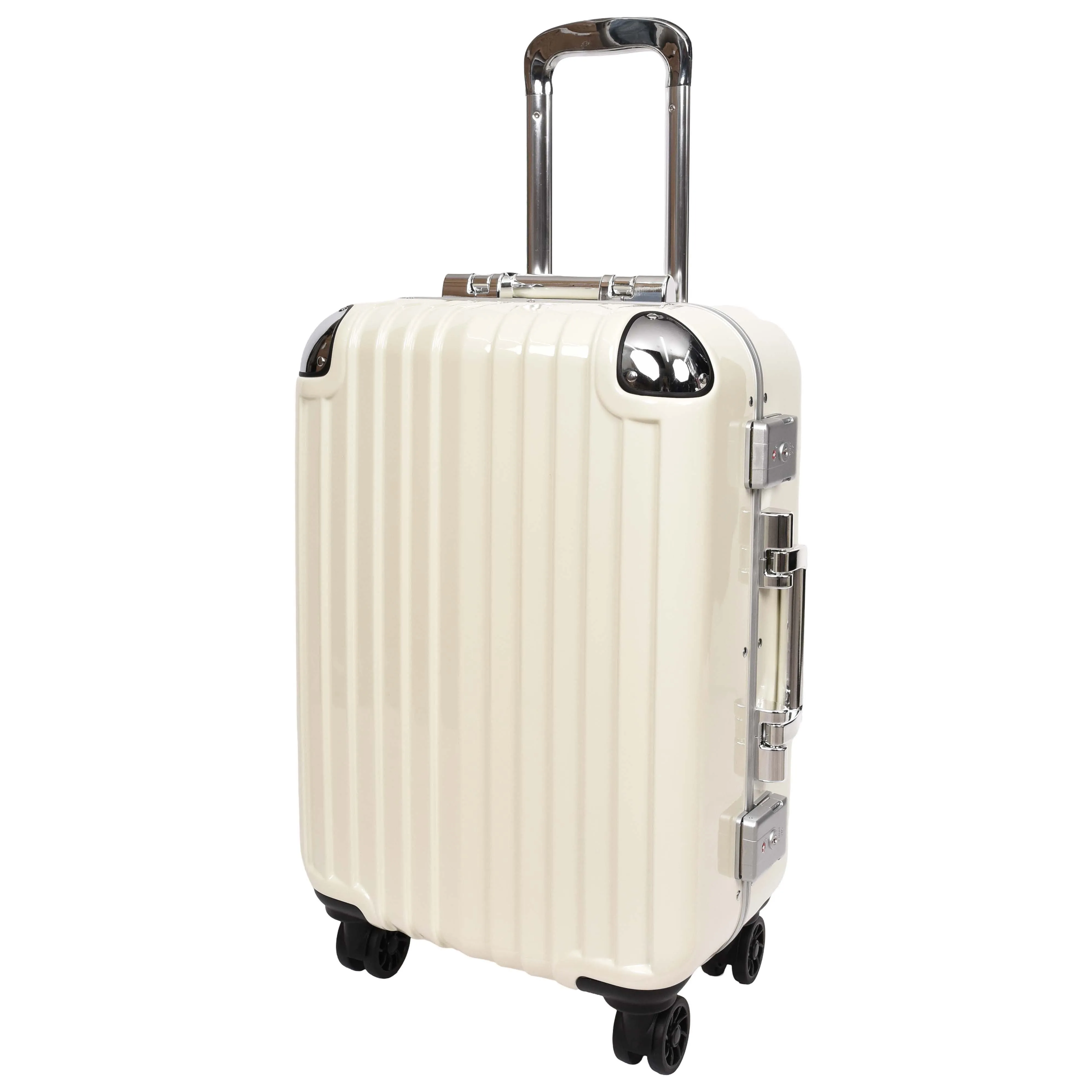 Premium Luggage Metal Frame Hard Side Spinner 8 Wheels TSA Latch PC Shell Suitcases Elite Beige