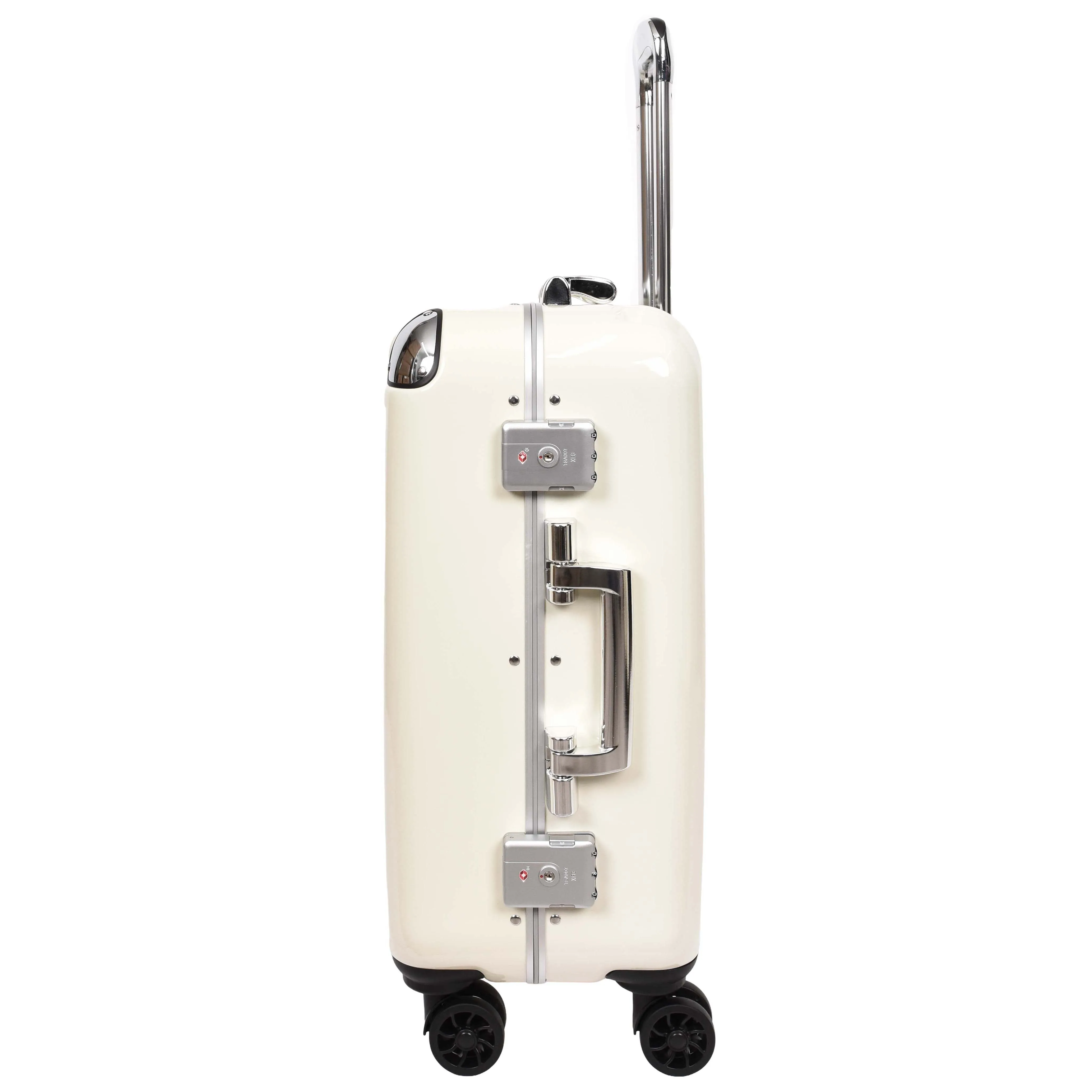 Premium Luggage Metal Frame Hard Side Spinner 8 Wheels TSA Latch PC Shell Suitcases Elite Beige