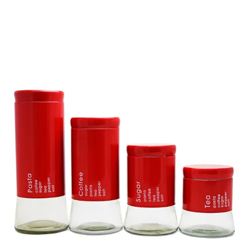 Prima 4pc Glass Jar Set Red