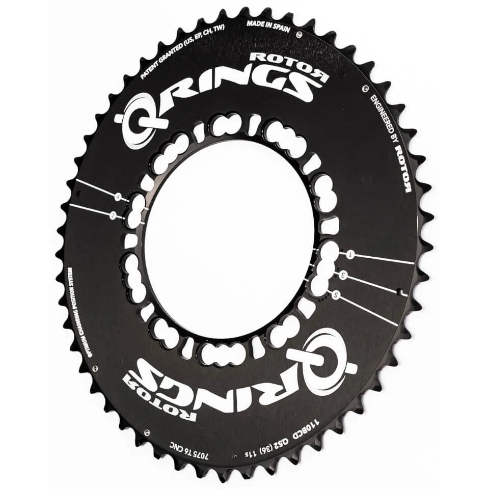 Rotor Q Chainring Black 52A x 130 5 Bolt Aero