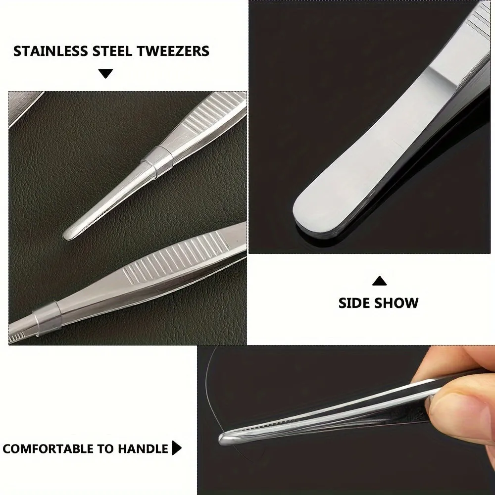 Stainless Steel Curved  Straight Tweezers for Versatile Outdoor Use