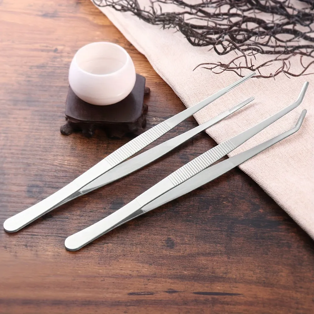 Stainless Steel Curved  Straight Tweezers for Versatile Outdoor Use