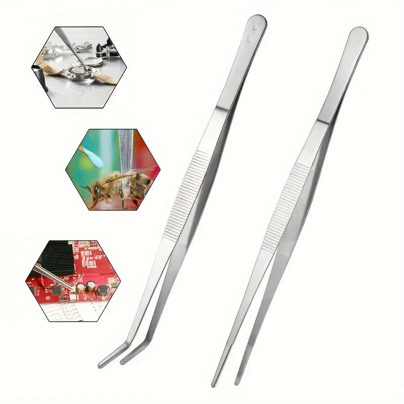 Stainless Steel Curved  Straight Tweezers for Versatile Outdoor Use