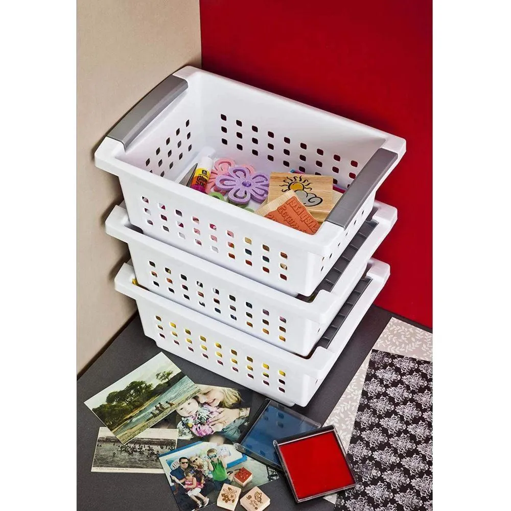 Sterilite Large Stackable Storage Basket White