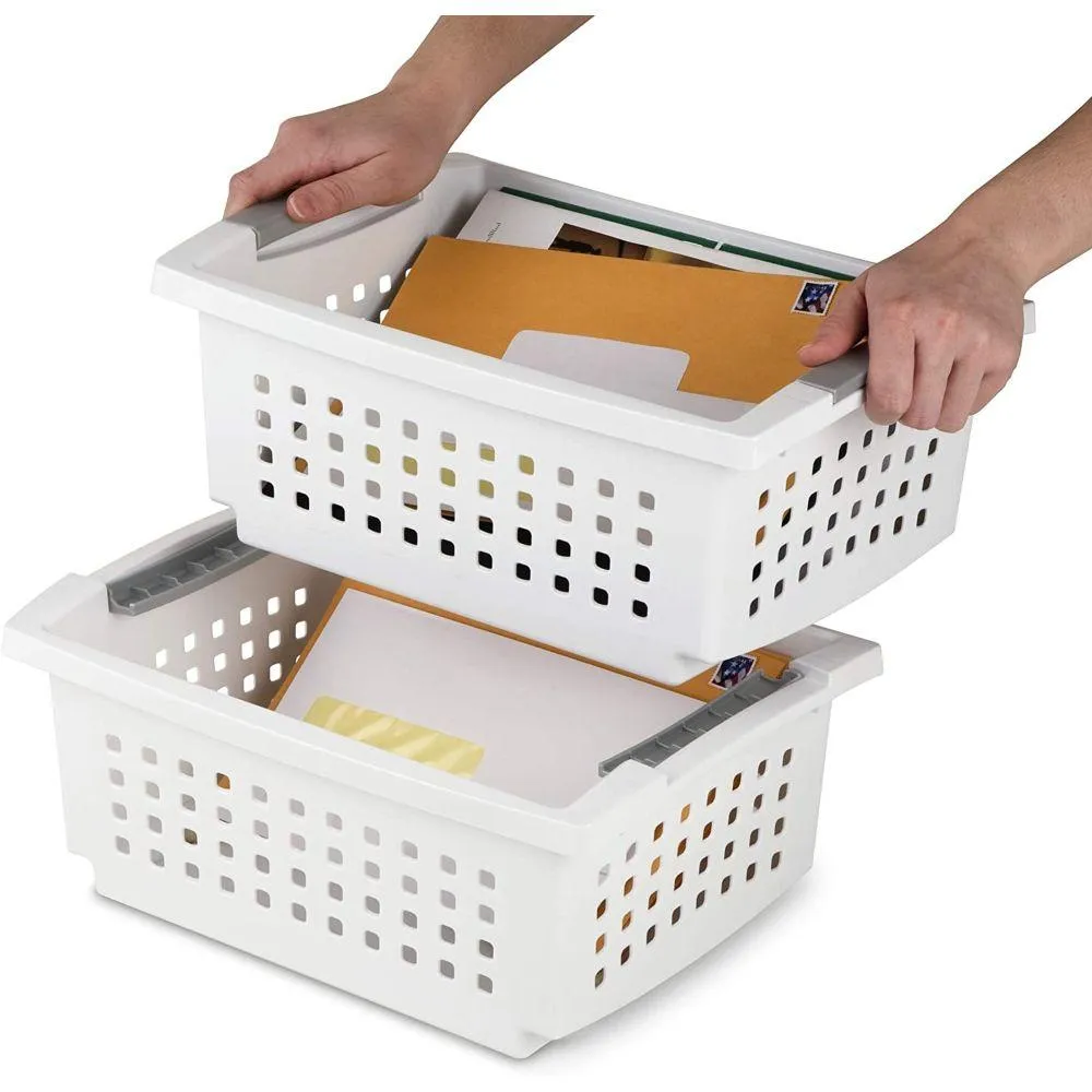 Sterilite Large Stackable Storage Basket White