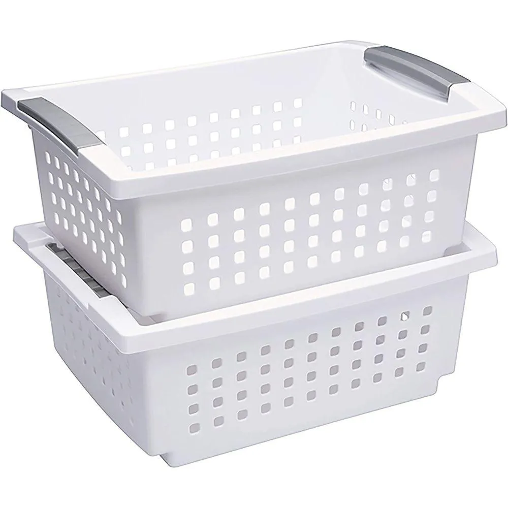 Sterilite Medium Stackable Storage Basket White