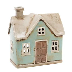 The Village Pottery 15cm Mint Green Traditional House Tealight Holder