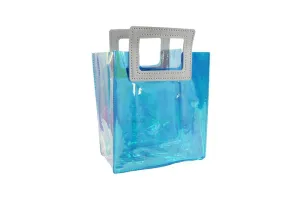 Transparent Clear Nylon Gift Bag High Quality PVC Handled Gift and Shopping Bag (Blue, 18x20x10 cm)