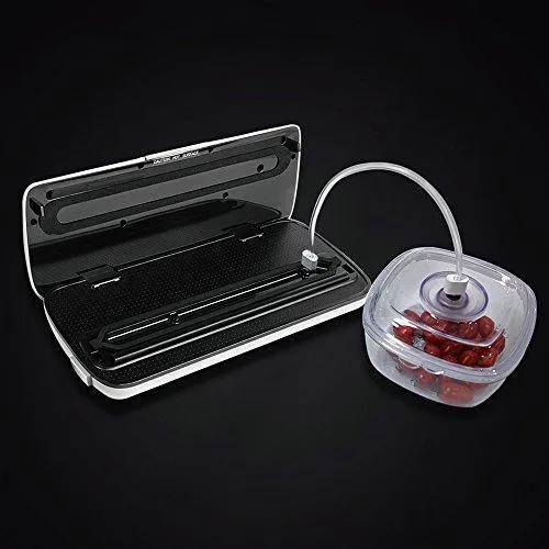 Vacuum Sealer By NutriChef | Automatic Vacuum Air Sealing System For Food Preservation w/ Starter Kit | Compact Design | Lab Tested | Dry & Moist Food Modes | Led Indicator Lights (Silver)