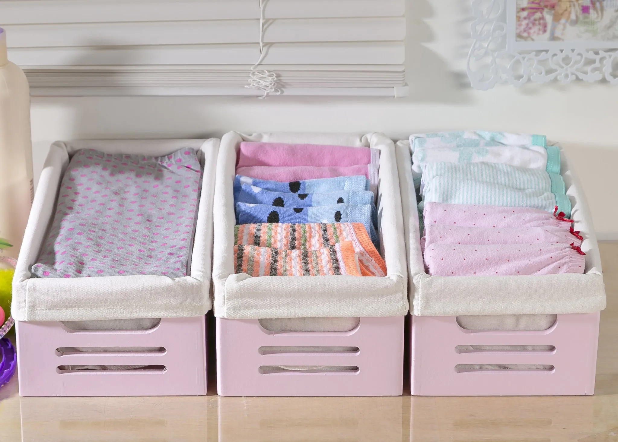 Wooden Pink Storage Bins - Extra Small (Wholesale)