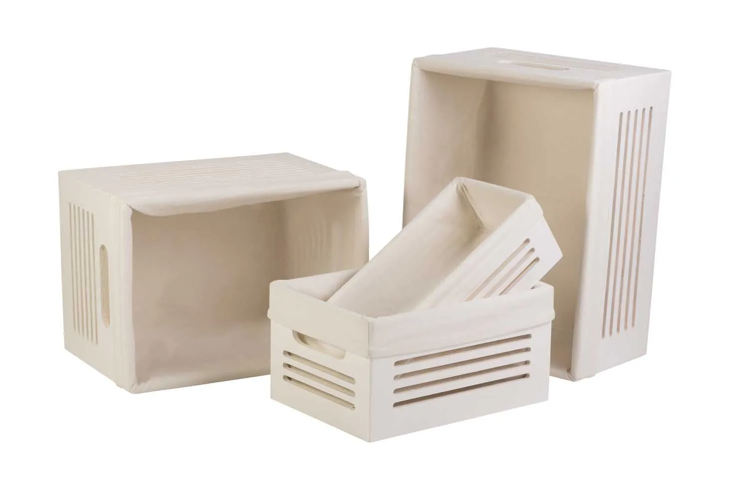 Wooden White Storage Bins - Large