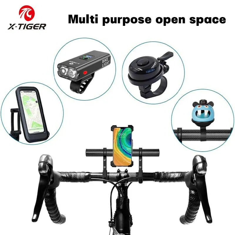 X-TIGER Bike Handlebar Extender Double Handlebar Extension Carbon Fiber Mount Holder with Aluminum Alloy Bracket