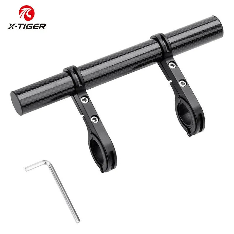 X-TIGER Bike Handlebar Extender Double Handlebar Extension Carbon Fiber Mount Holder with Aluminum Alloy Bracket