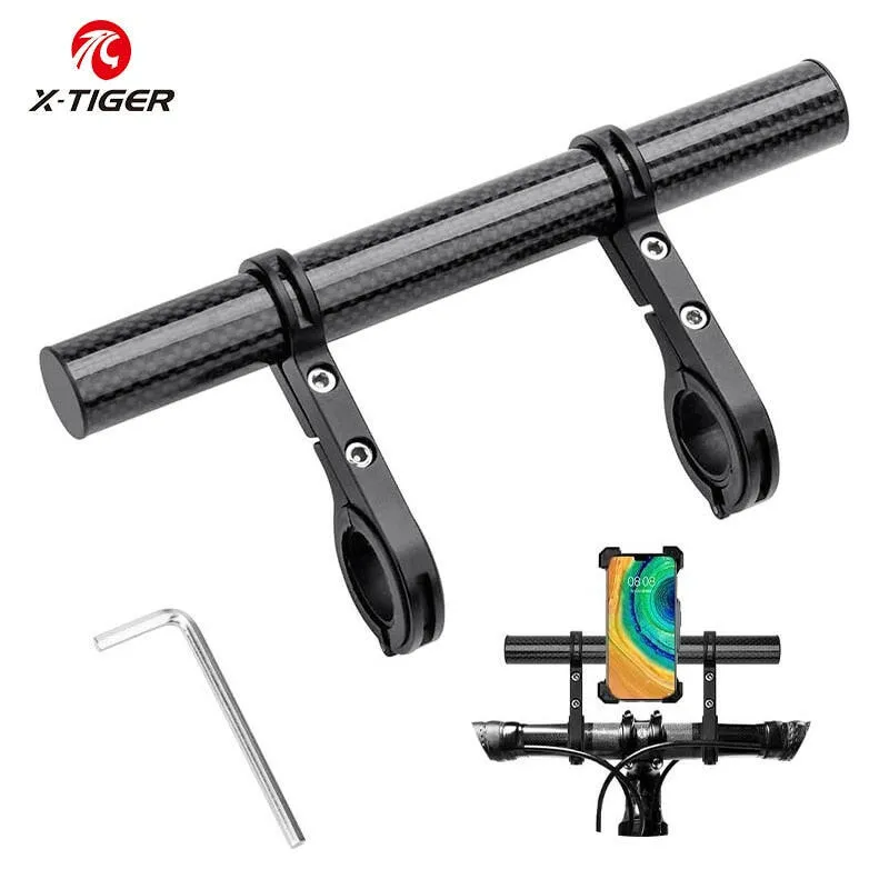 X-TIGER Bike Handlebar Extender Double Handlebar Extension Carbon Fiber Mount Holder with Aluminum Alloy Bracket